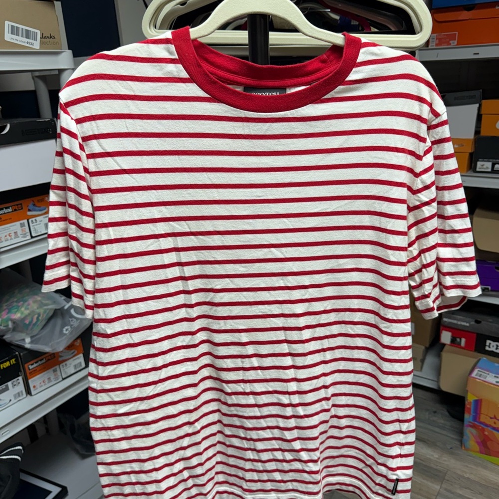 Scotch & Soda Red Striped Short Sleeve Tee